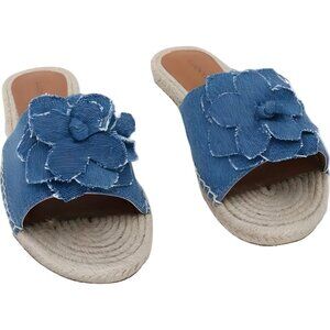 Lucky Brand Biricha Floral Denim Slide Sandals Blue Women US 6M EU 37